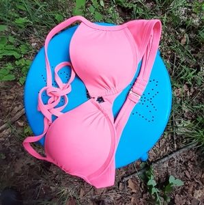 Hot🦩pink push-up halter bikini top